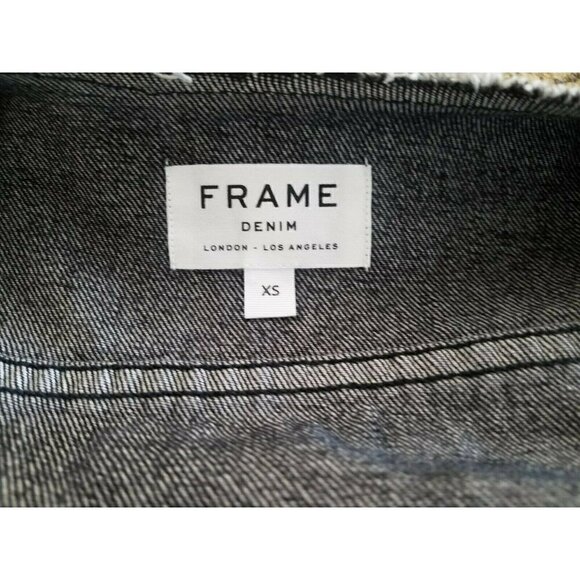 Women's FRAME Raw Edge Distressed Destroyed Denim Jacket (Gaven)  Black Size XS - Picture 6 of 7